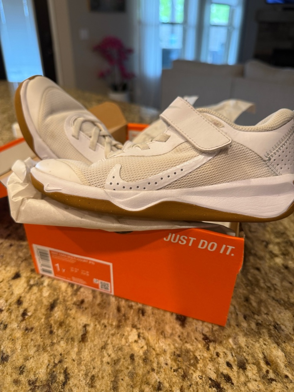 Nike Kids White Sneakers with Gum Outsole